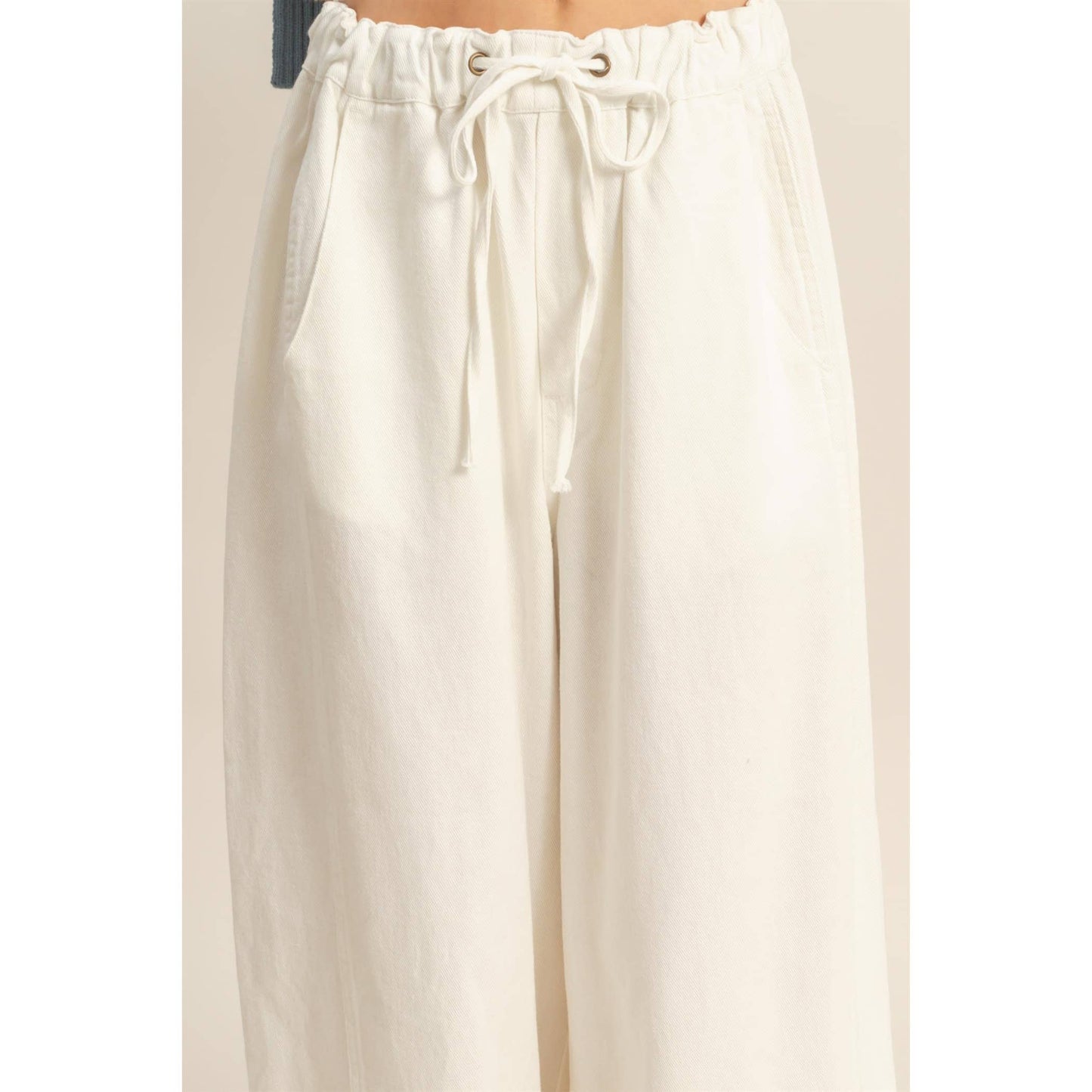 White Enzyme Washed Denim Jogger Pants