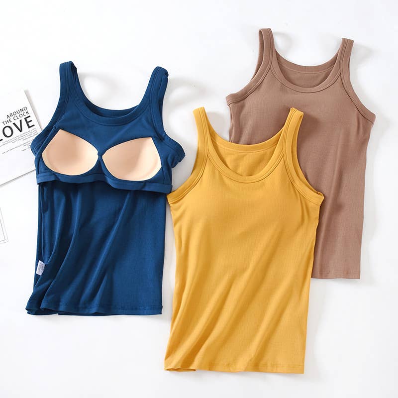 Purple Essential Rib W/ Built In Bra Tank Top-183989