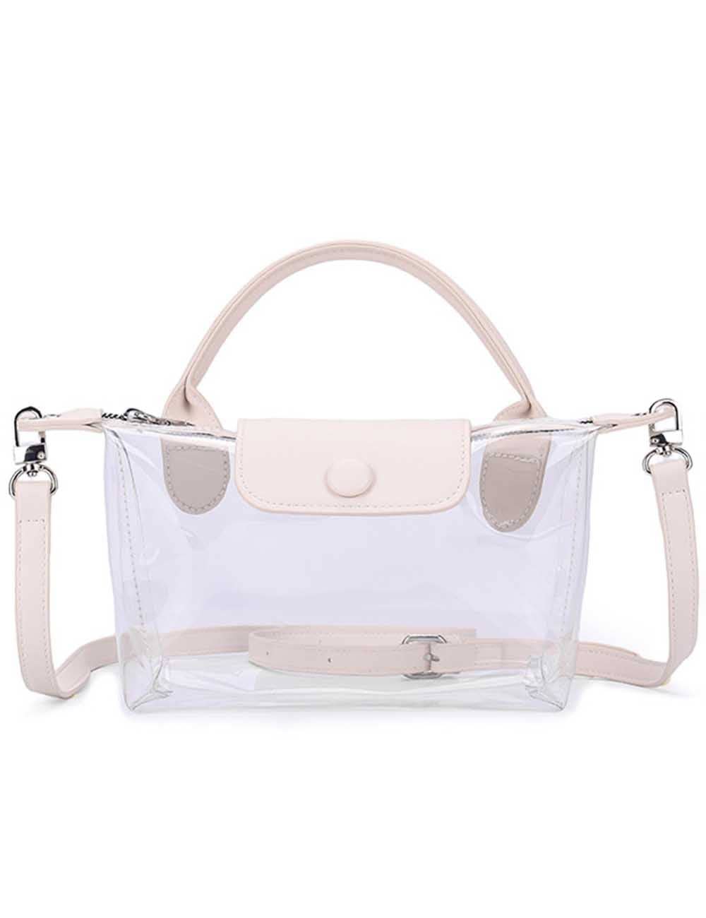 White Trim Transparent Jelly PVC Crossbody Handbag - AB6L01