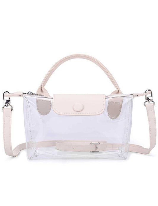 White Trim Transparent Jelly PVC Crossbody Handbag - AB6L01