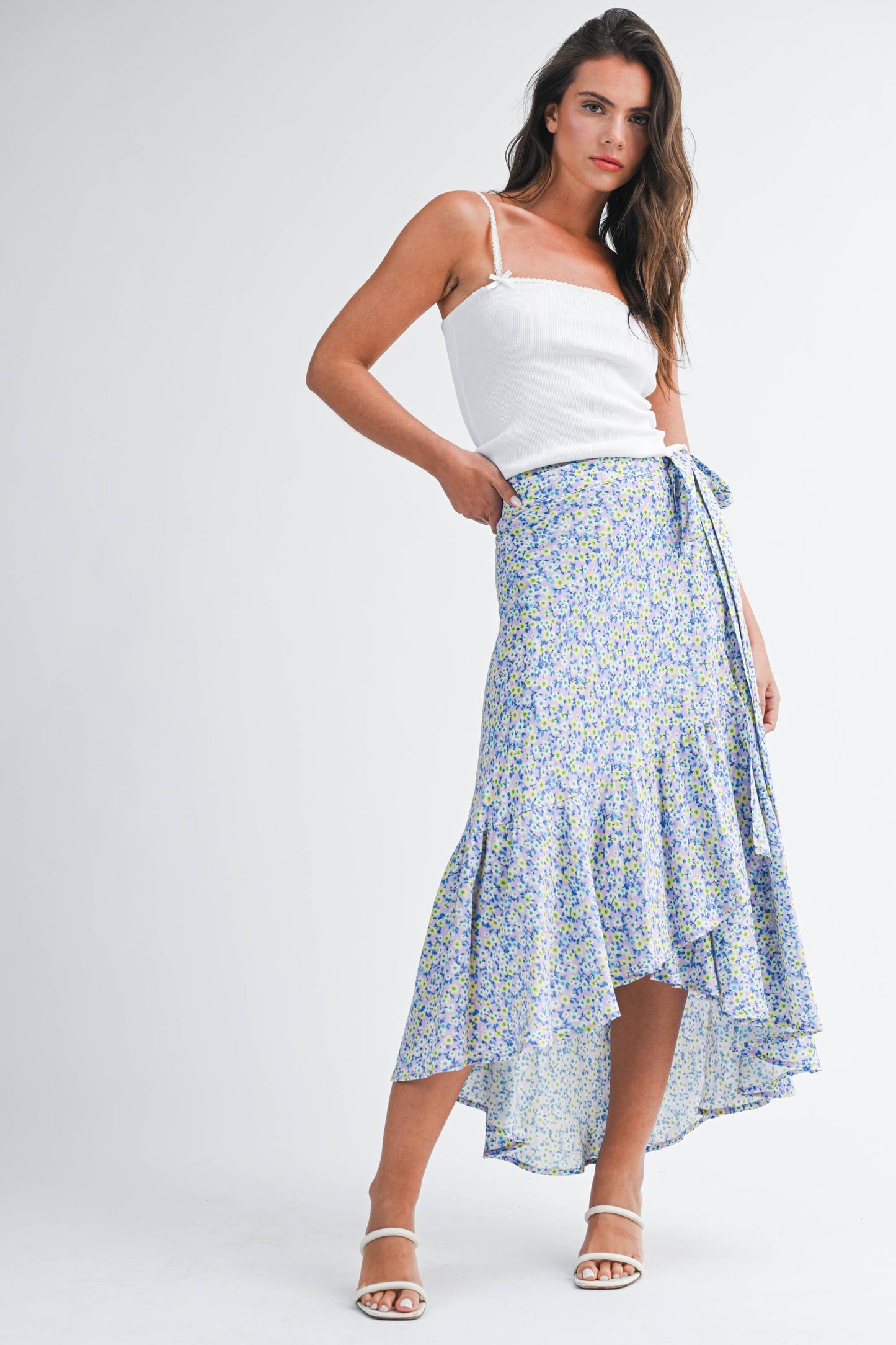 Lilac w/ Multi Color Floral Berti Wrap Skirt-137135
