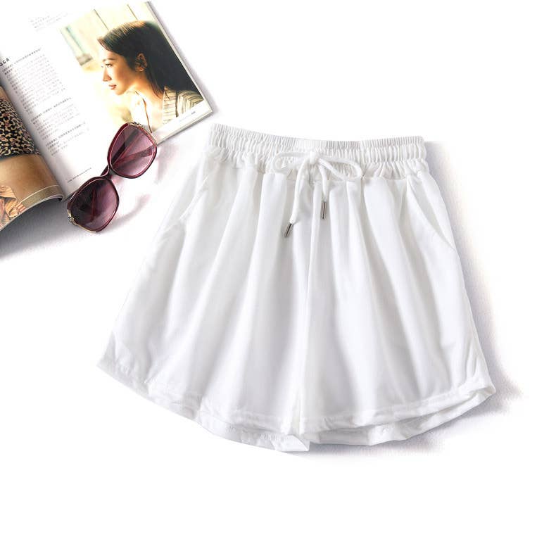 White Athleisure Sweat Shorts-112986