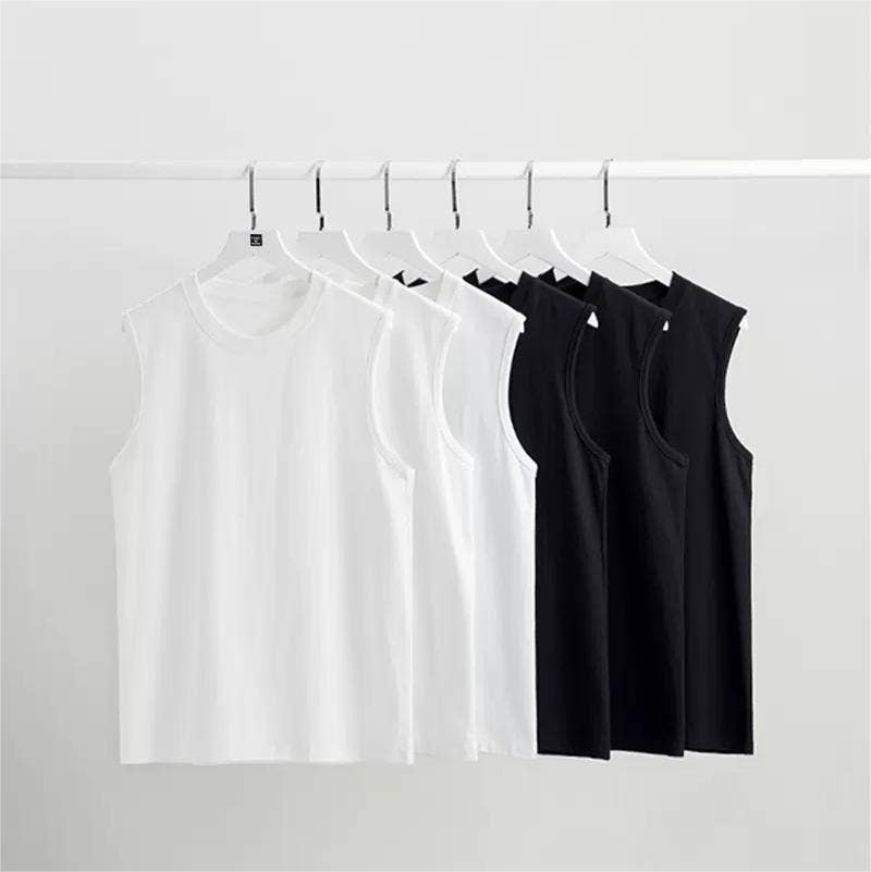 Navy or White Workout Round Neck Cotton Tee Athletic Tank Top