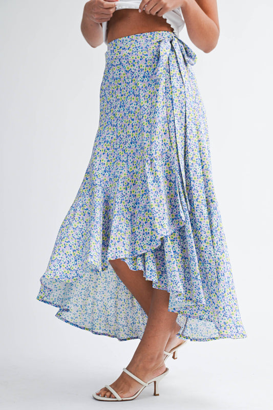 Lilac w/ Multi Color Floral Berti Wrap Skirt-137135