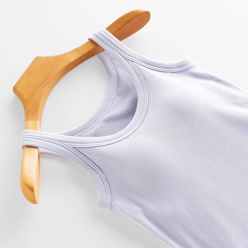 Purple Essential Rib W/ Built In Bra Tank Top-183989