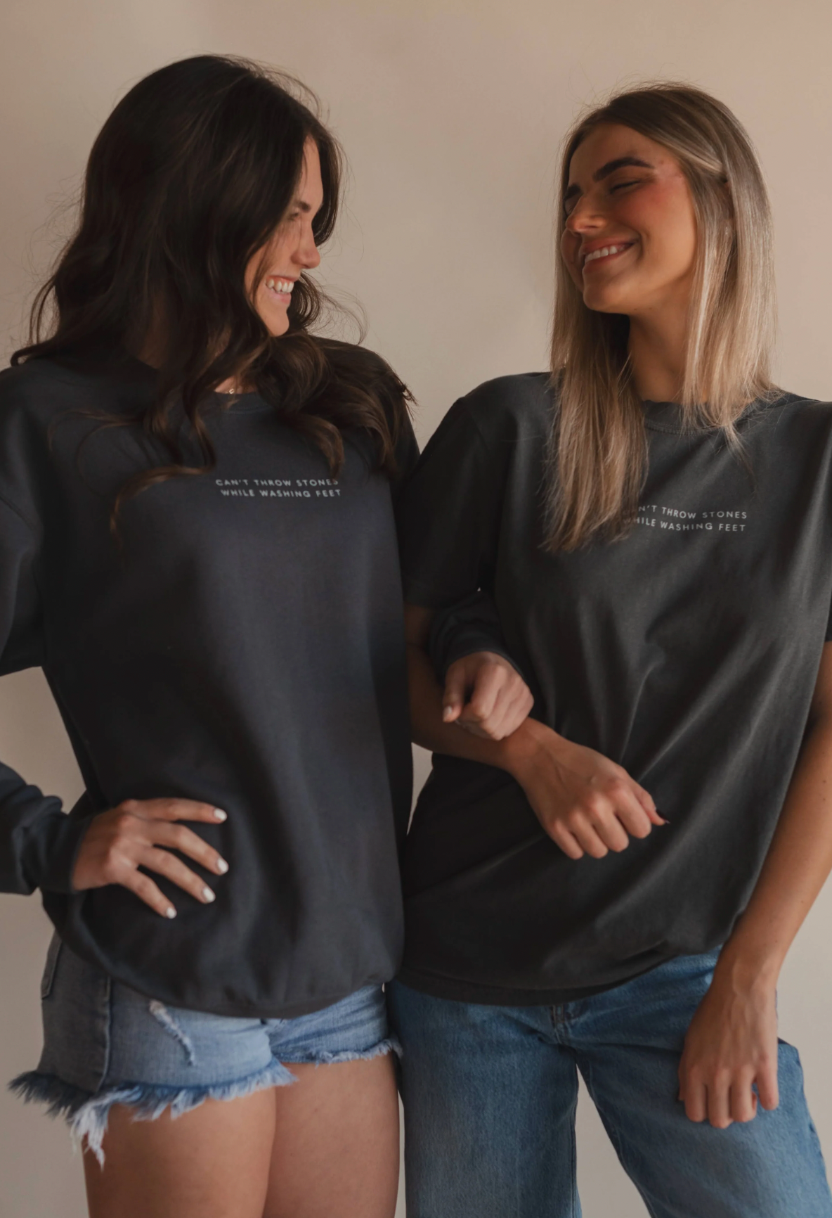 Can't Throw Stones Inspirational Tee- Charcoal