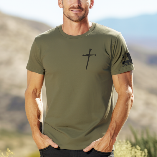 Green 'Three Nails' Inspirational Cross Tee