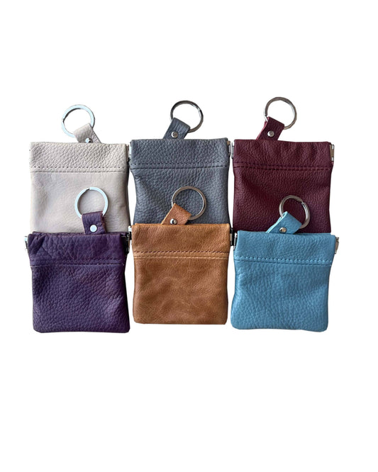 Leather Squeeze Coin Purse Key Ring
