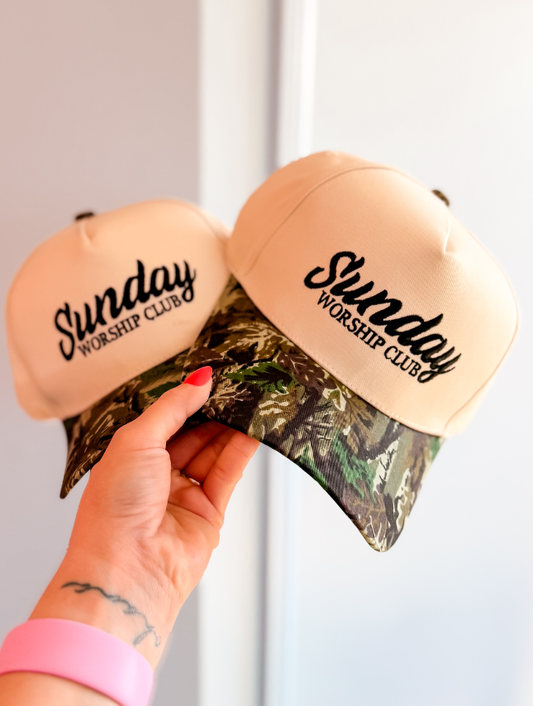 Beige 'Sunday Worship Club' Hat
