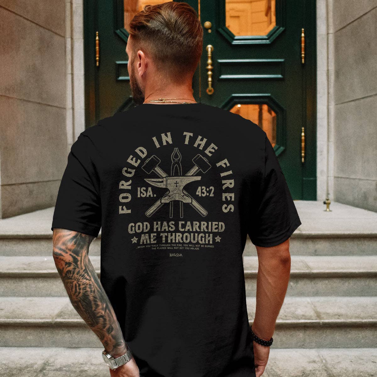 Black Christian 'Forged In Fires' Men's T-Shirt- 105007