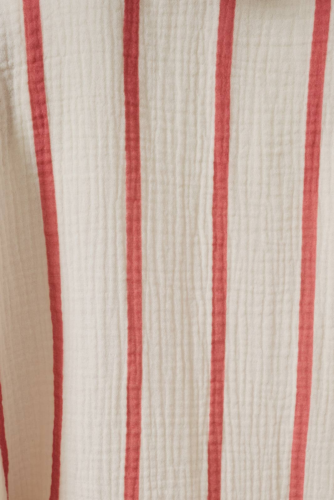 Cream and Red Stripe Dolman Long Sleeve Button Down Shirt-140647