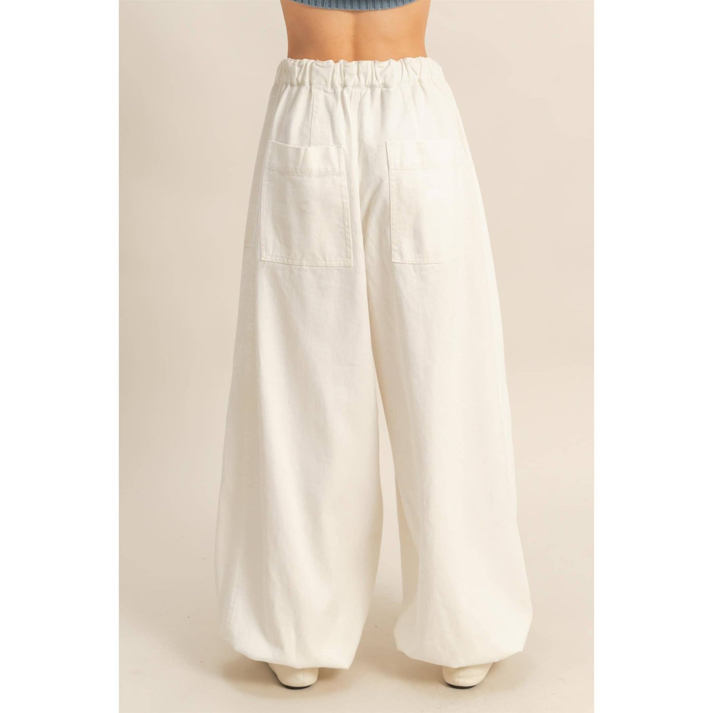 White Enzyme Washed Denim Jogger Pants