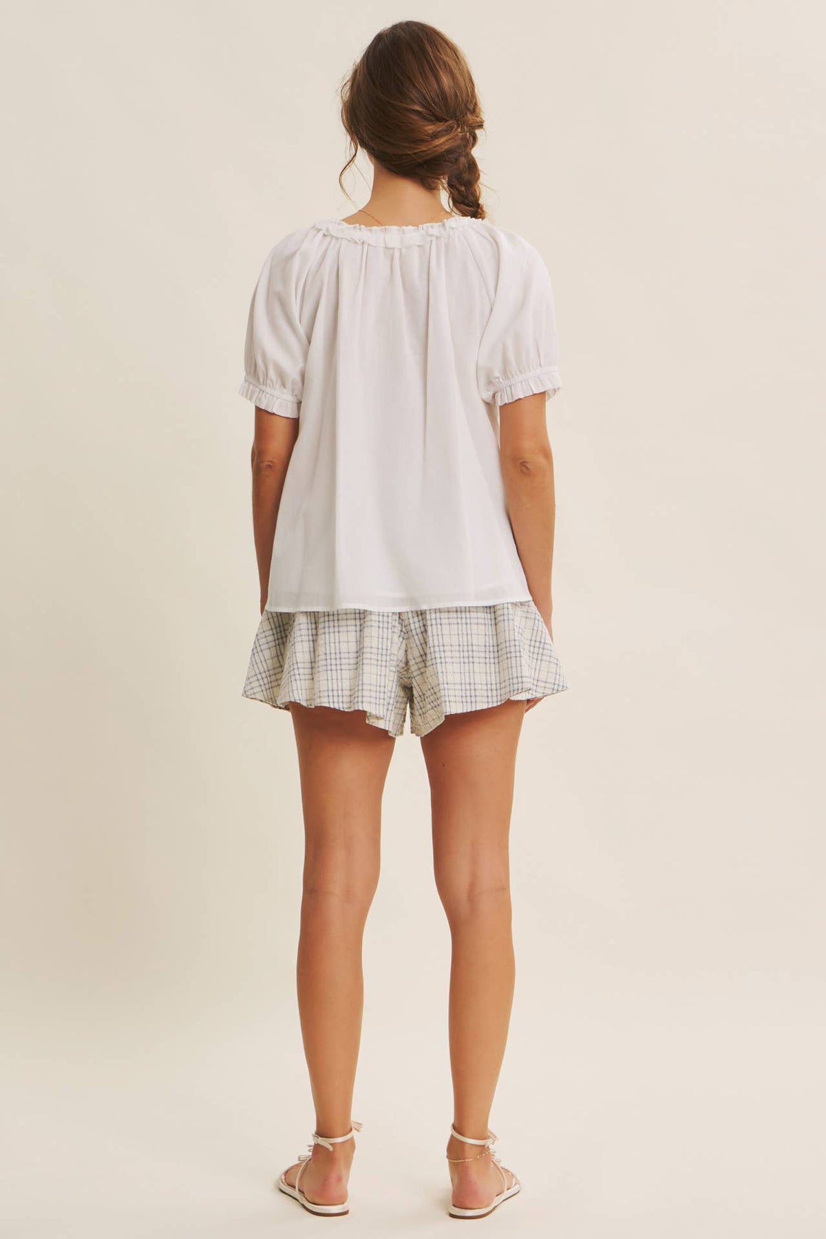 White Delicate Ruffle Cotton Blouse-141960