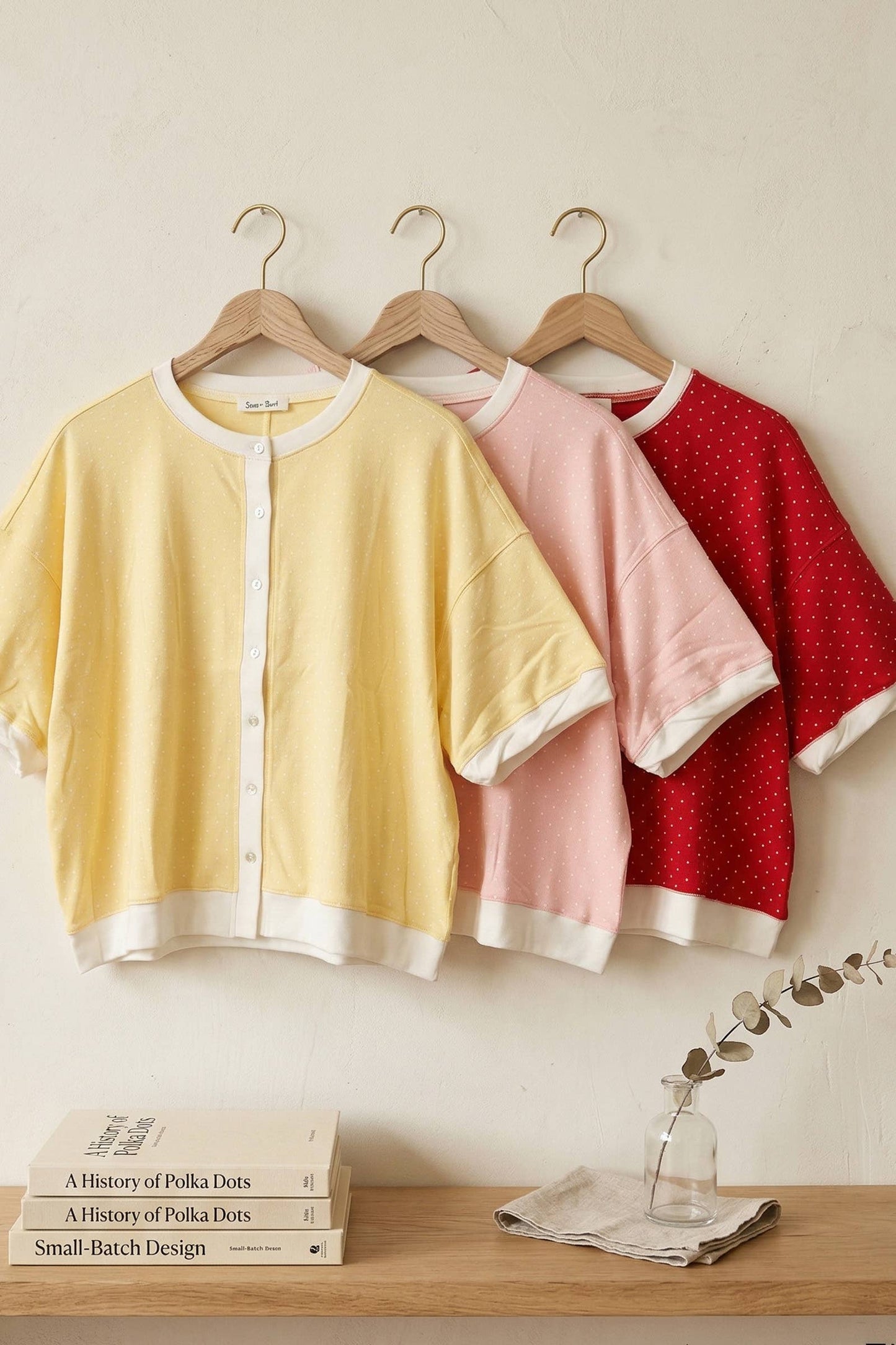 Light Pink Polka Dot Button Front Relaxed Fit Top-142288