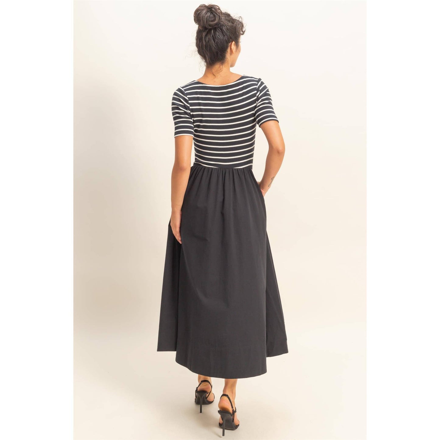 Black Striped Midi Dress- 122608