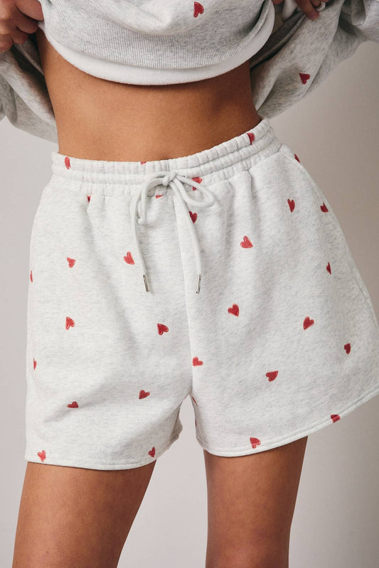 Gray w/ Red Sweet Heart  Sweat Shorts - 112053