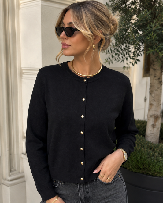 Black Fine Knit Modern Cardigan-150004
