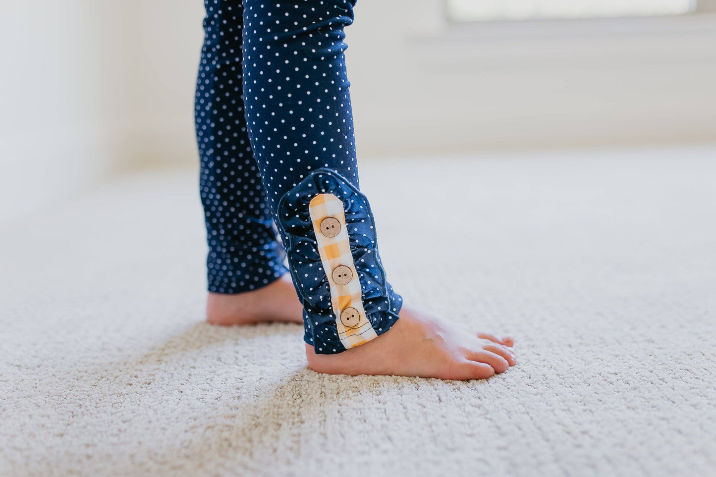 Yellow & Navy Gingham Tule Top w/ Pant Girls Set- 173873