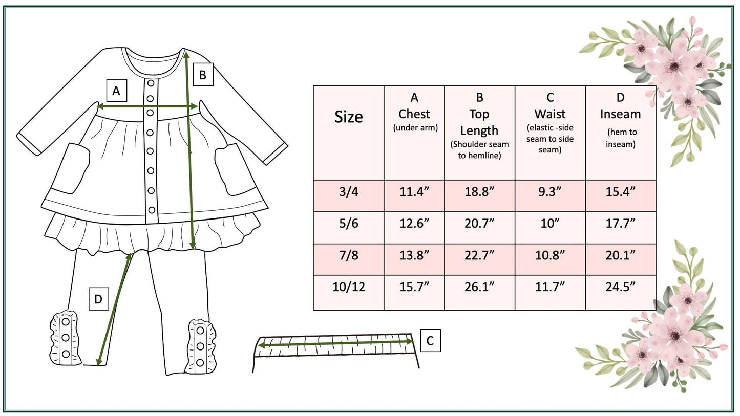 Tan Plaid Top & Polka Dot Ruffle Button Legging Set
