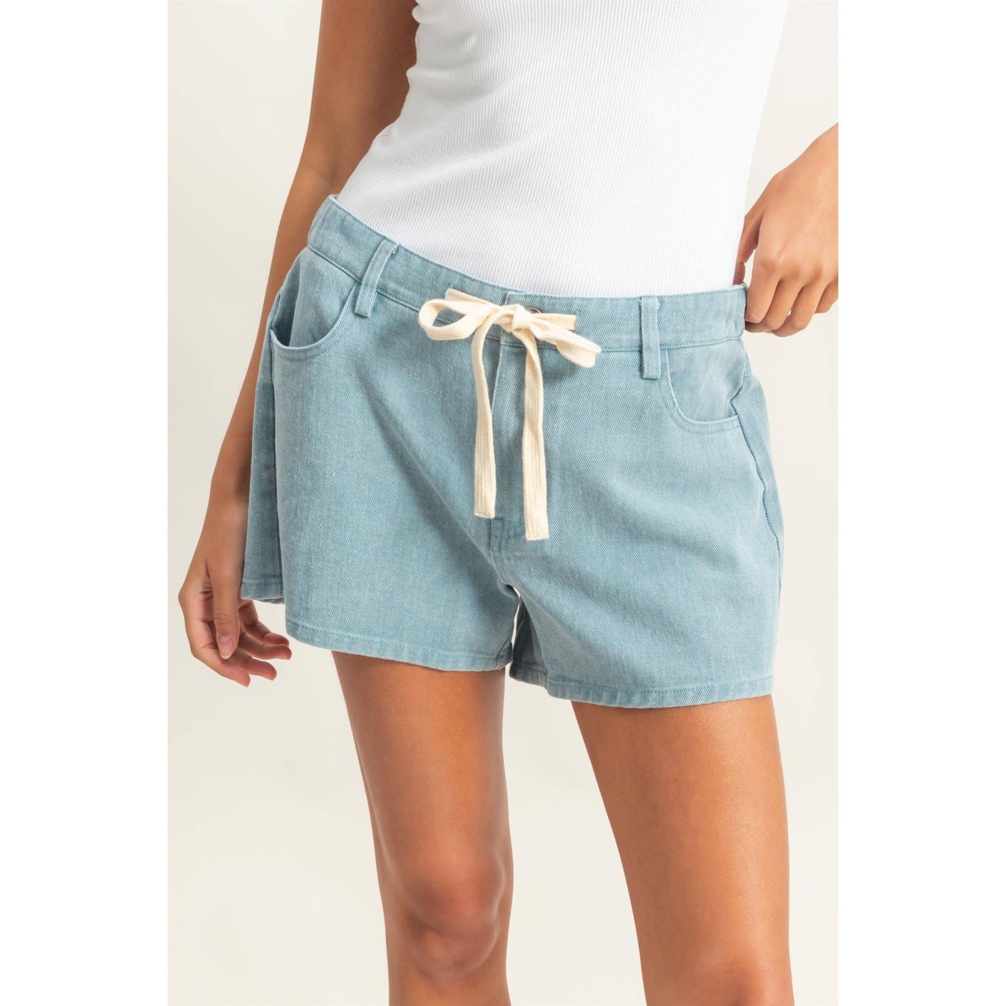 Light Blue Pocked Detail Summer Shorts