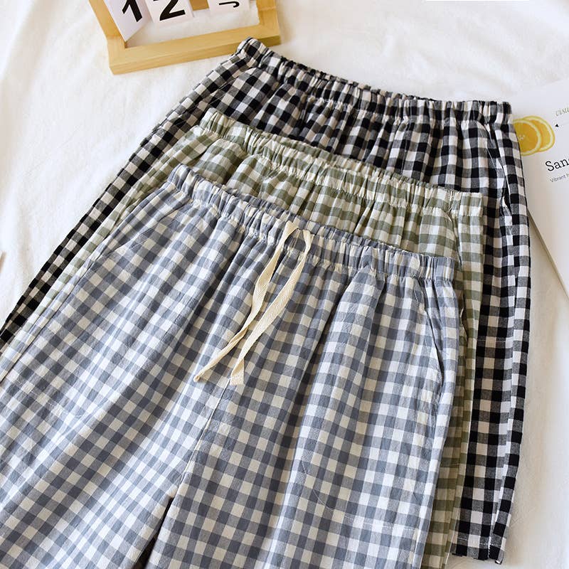 Blue Gingham Boxer Style Shorts- 113369