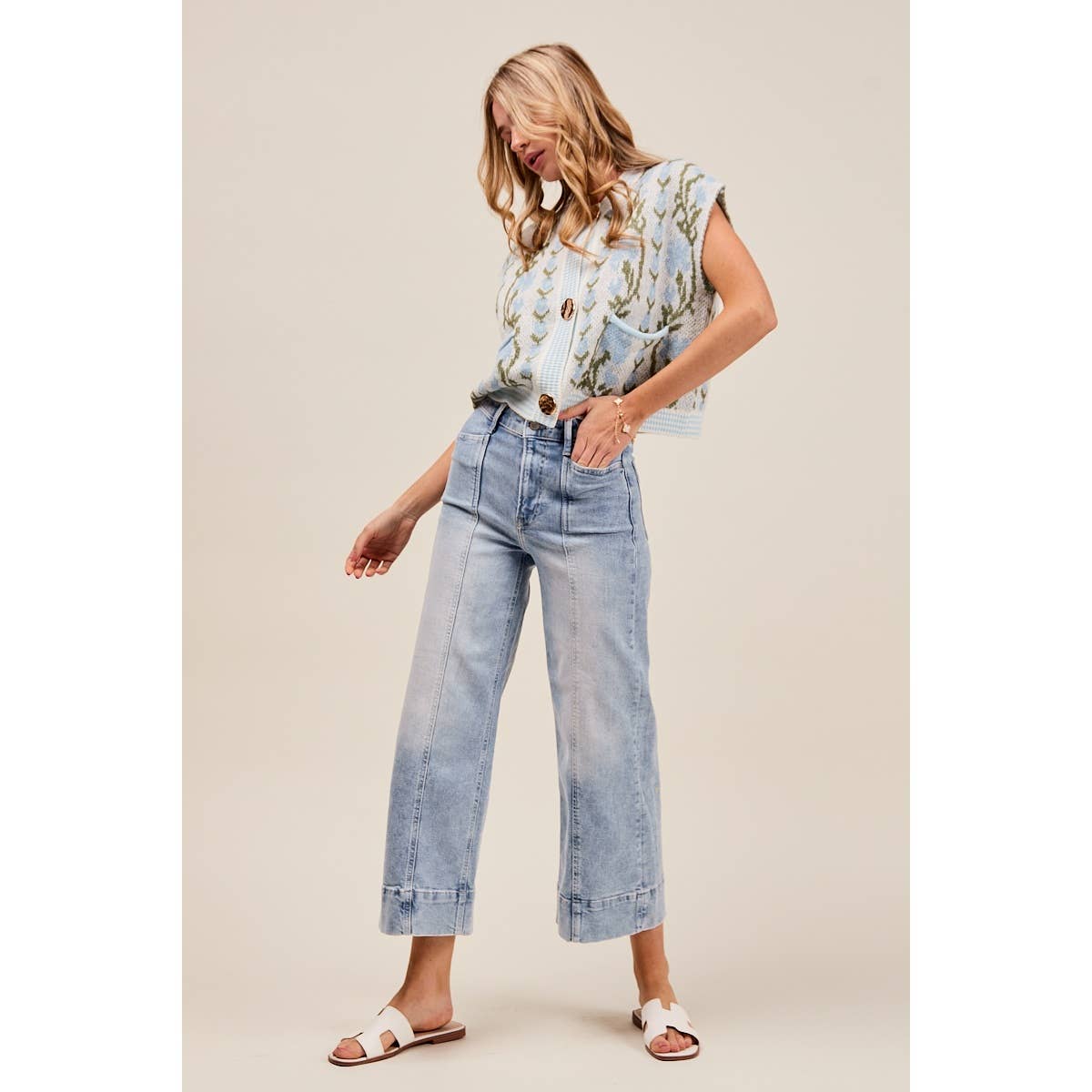 Light Denim Wide-Leg Jeans-138513