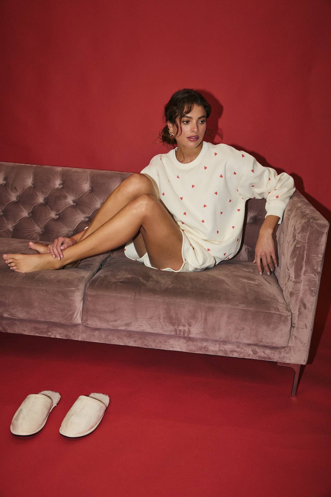 Gray w/ Red Sweet Heart  Sweat Shorts - 112053