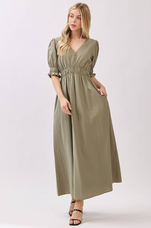 Olive A-line Maxi Dress-126216