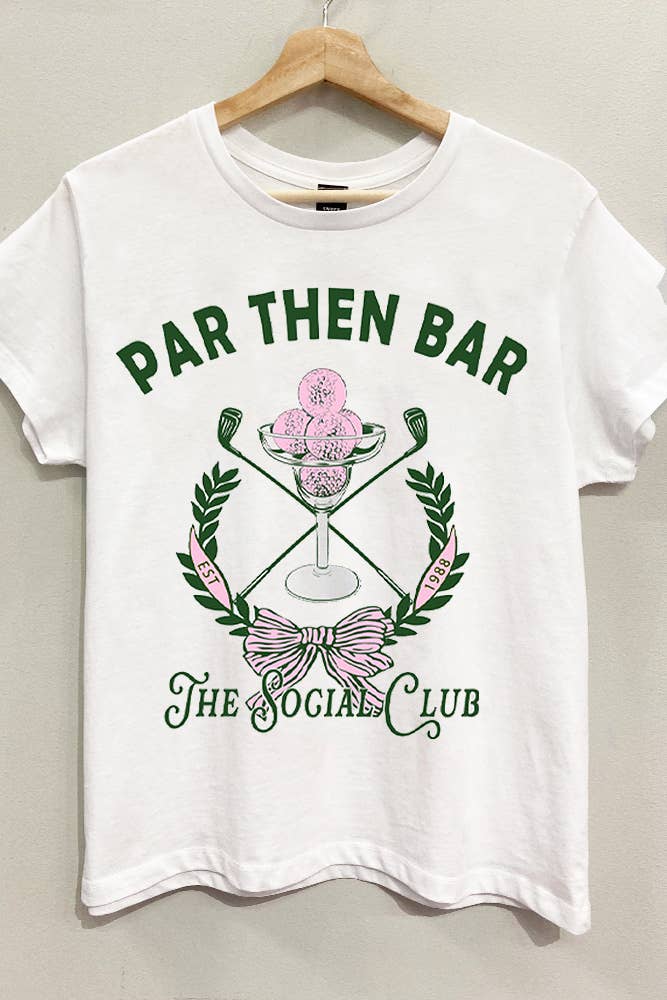 White "Par then Bar" Relaxed Golf Graphic T-shirt-108054