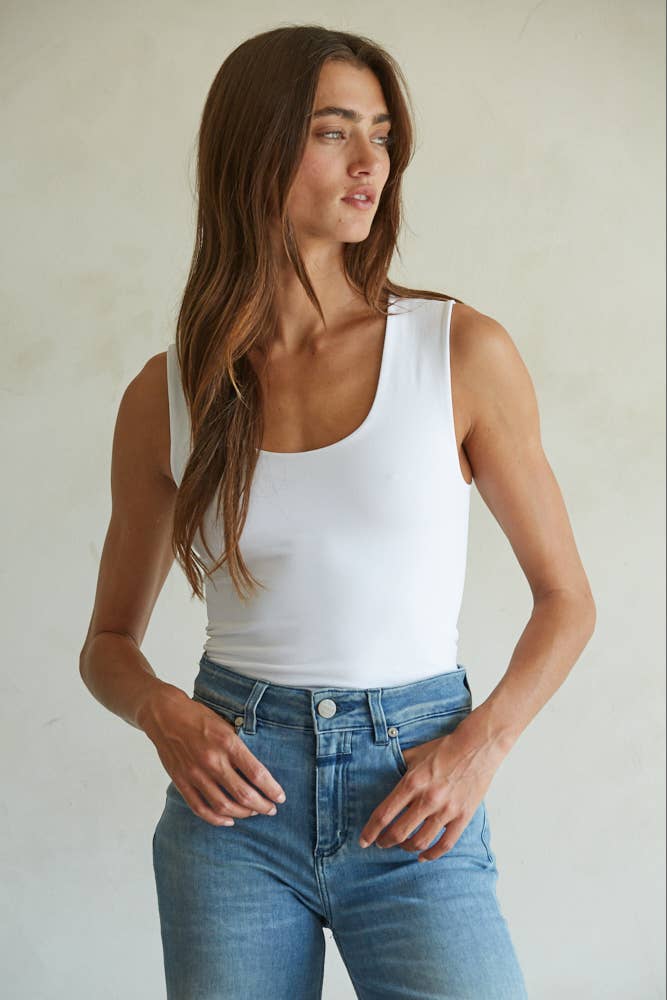 Double Layered Seamless Tank Top /White or Black - 141187