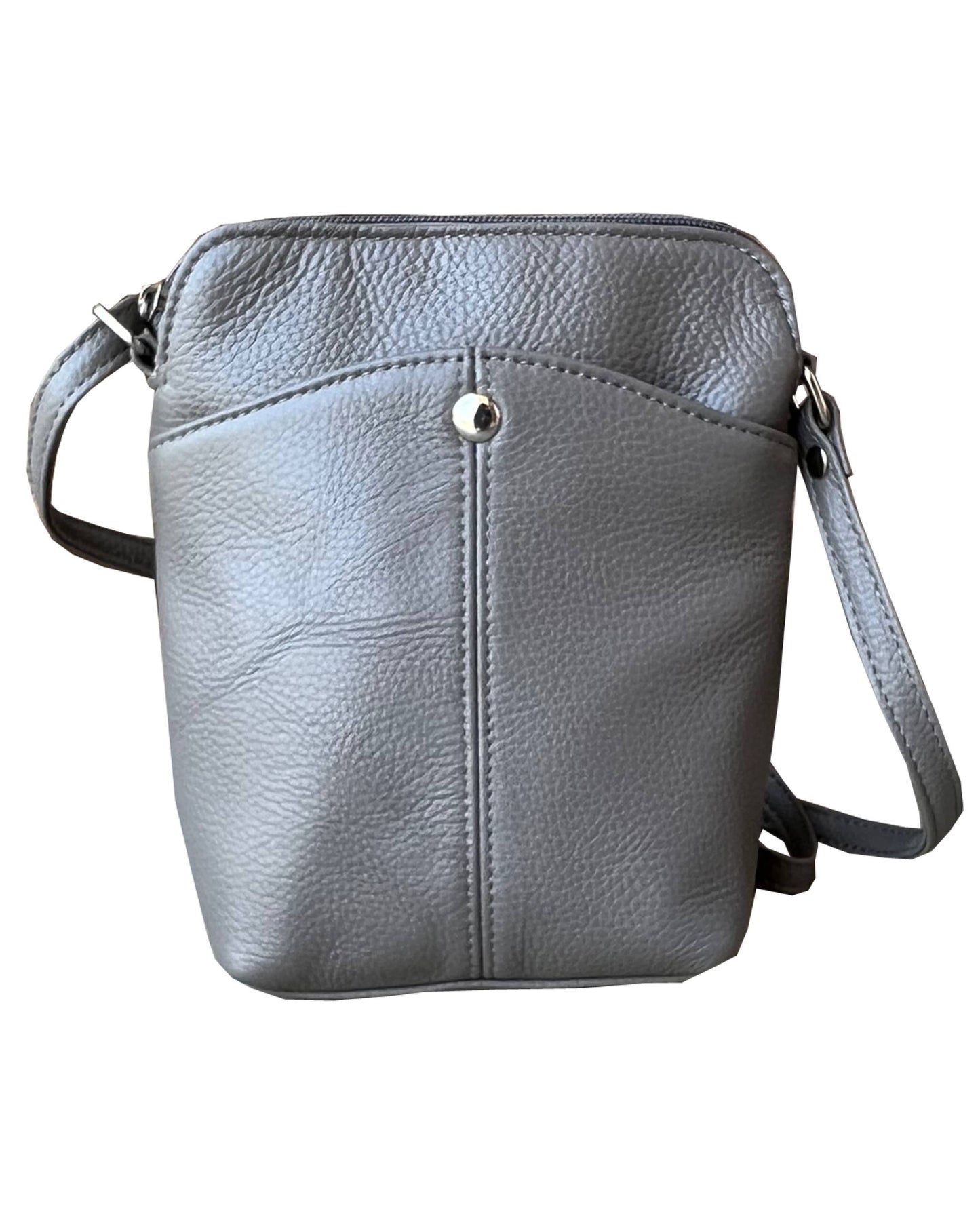 White/ Navy / Gray Leather Mini Crossbody Shoulder Bag