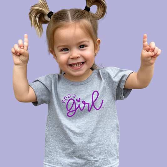 Ash Grey 'God's Girl' Kids Inspirational Tee