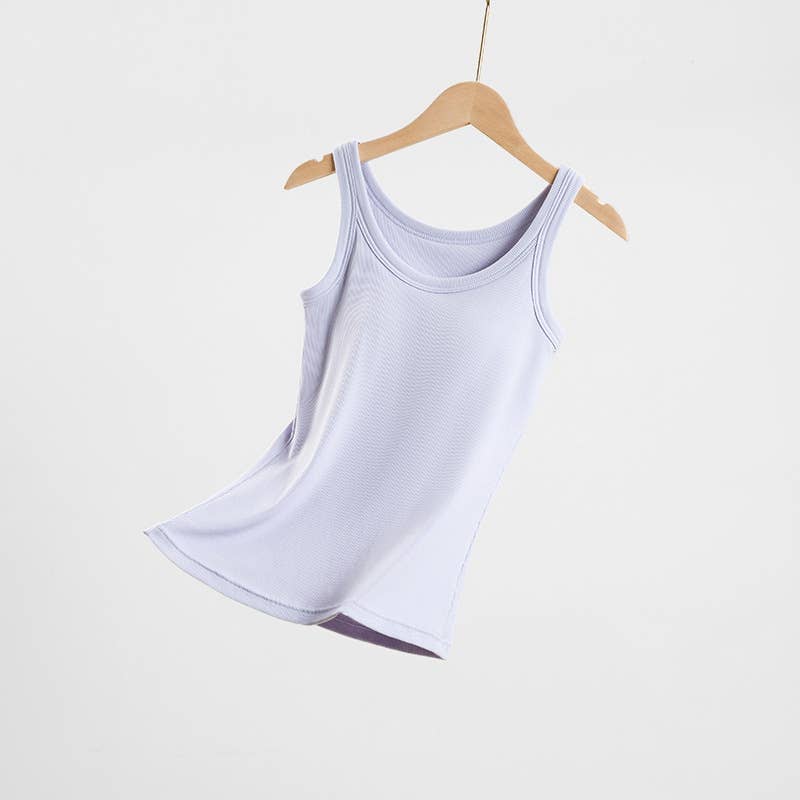 Purple Essential Rib W/ Built In Bra Tank Top-183989