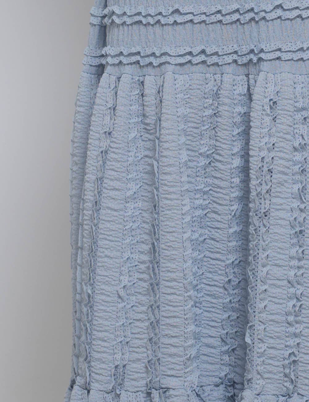 Misty Blue Romantic Tiered Maxi Skirt-133488