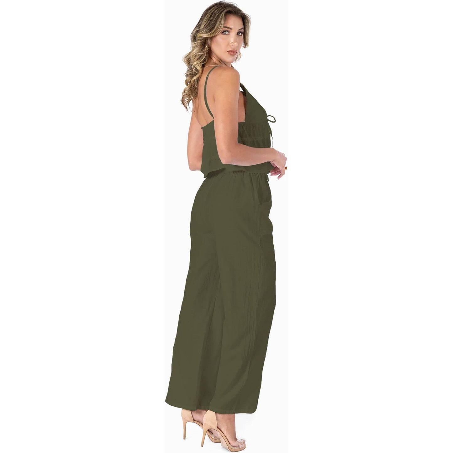Olive Green Tie Waist Pant - 131825