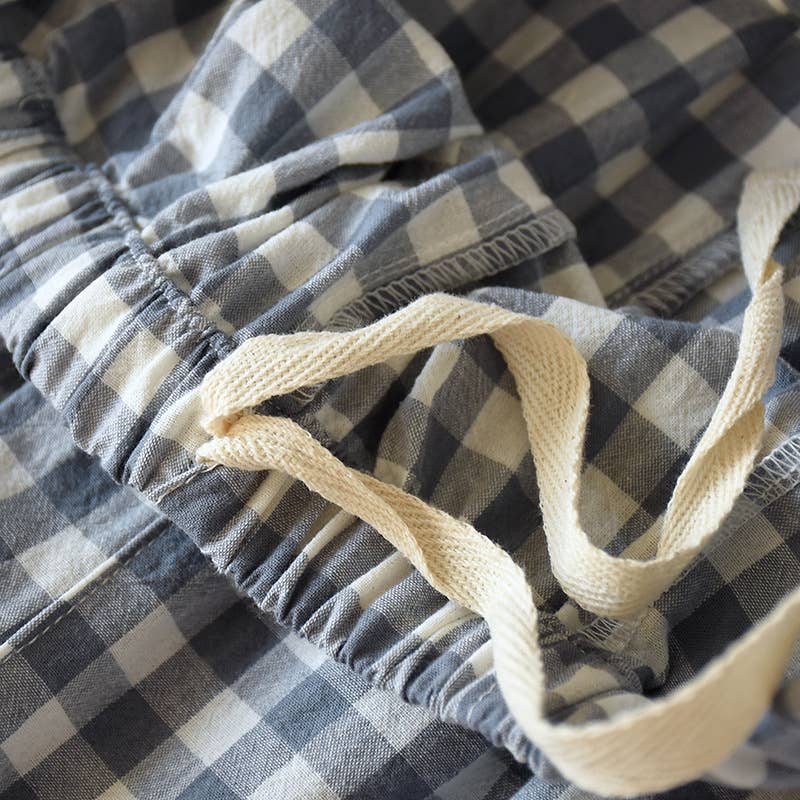Blue Gingham Boxer Style Shorts- 113369