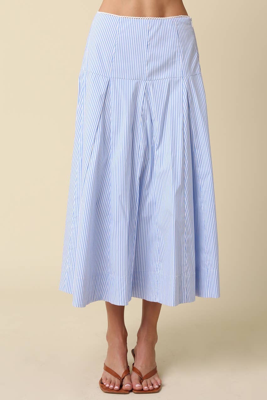 Light Blue Noa Striped Maxi Skirt-132601