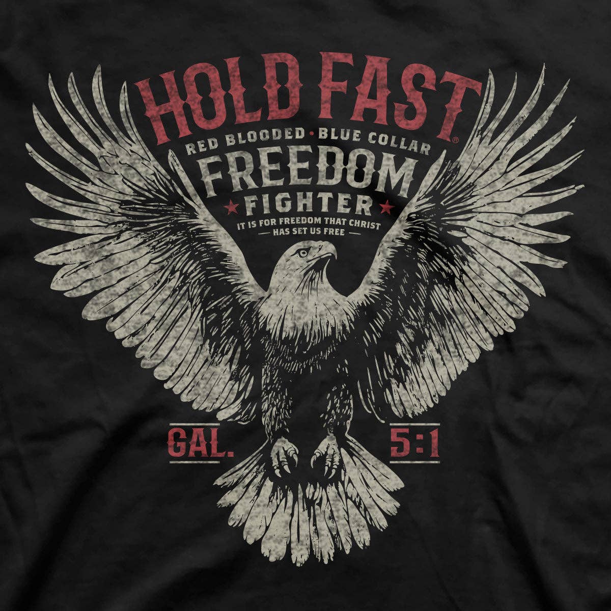 Black Hold Fast 'Freedom Fighter Eagle' Mens T-Shirt-105218