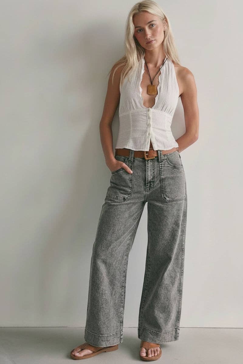 Grey High Rise Perfect Palazzo Jeans-132101