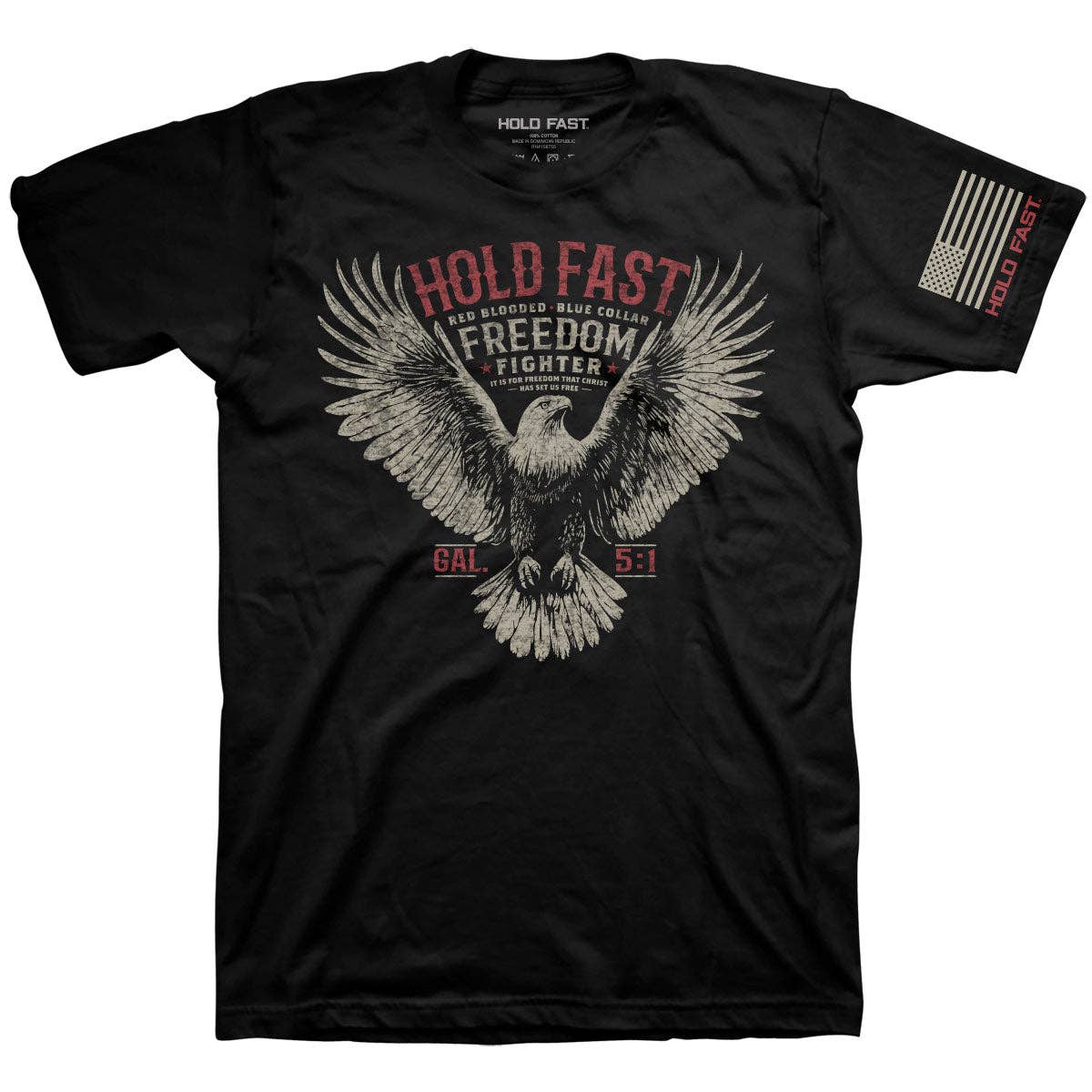 Black Hold Fast 'Freedom Fighter Eagle' Mens T-Shirt-105218
