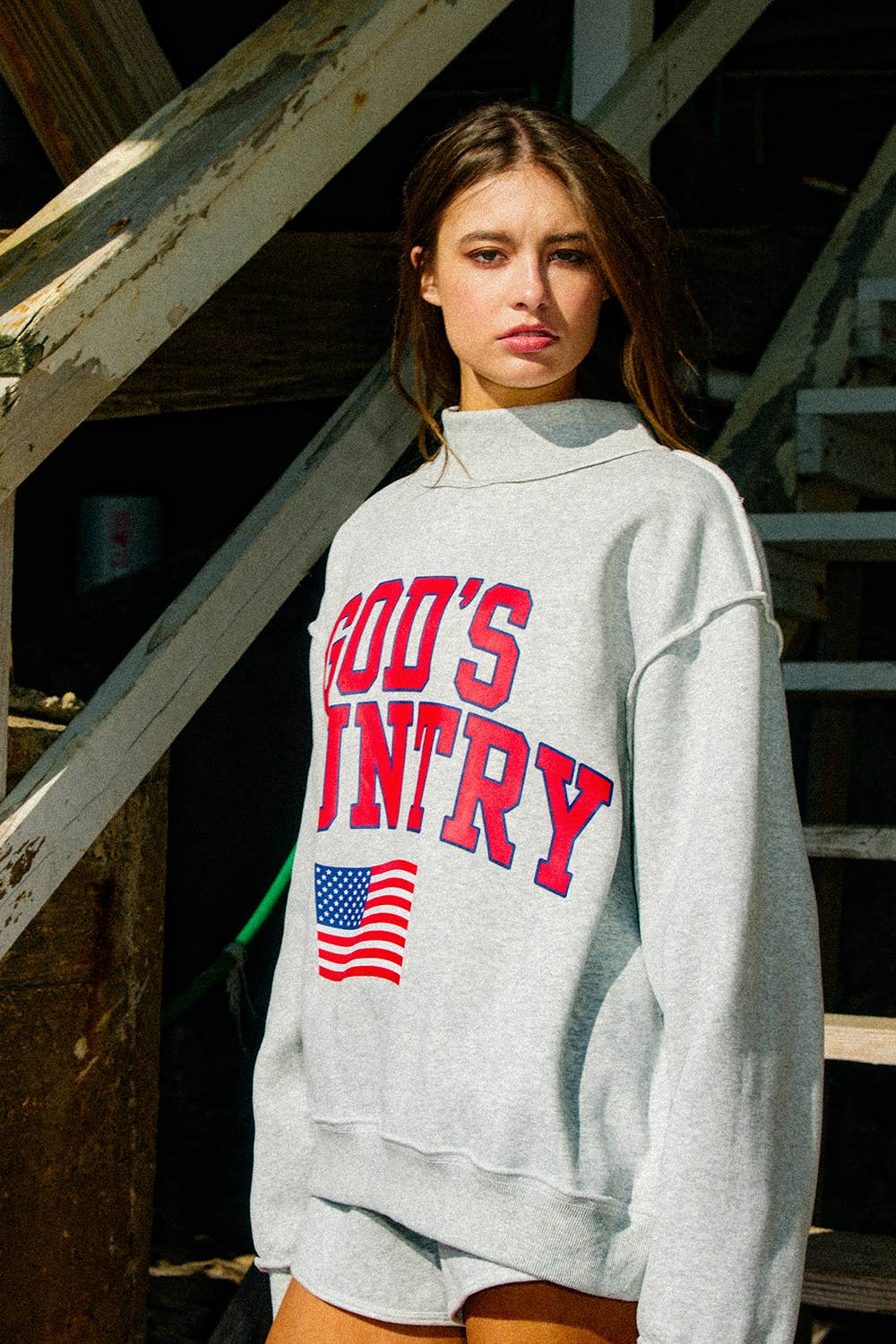 Heather Grey 'God's Country' Reversible 'American Dream' Sweatshirt - 100114