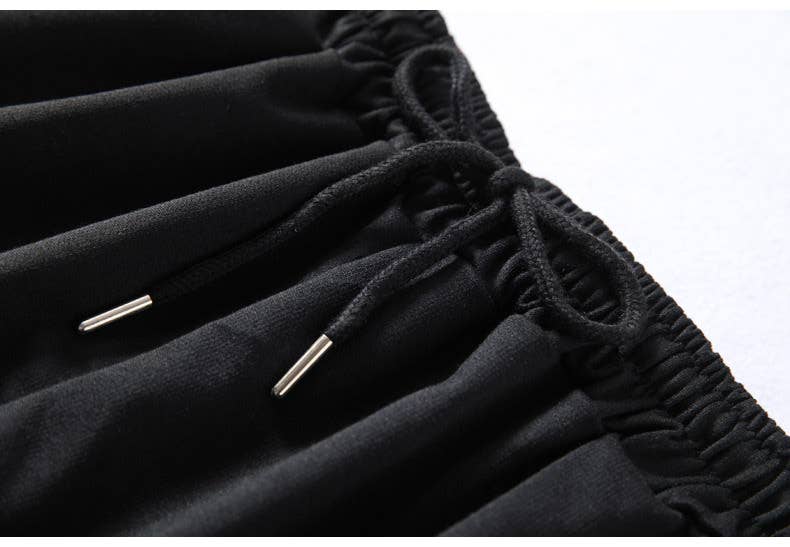 Black Athleisure Sweat Shorts-112986