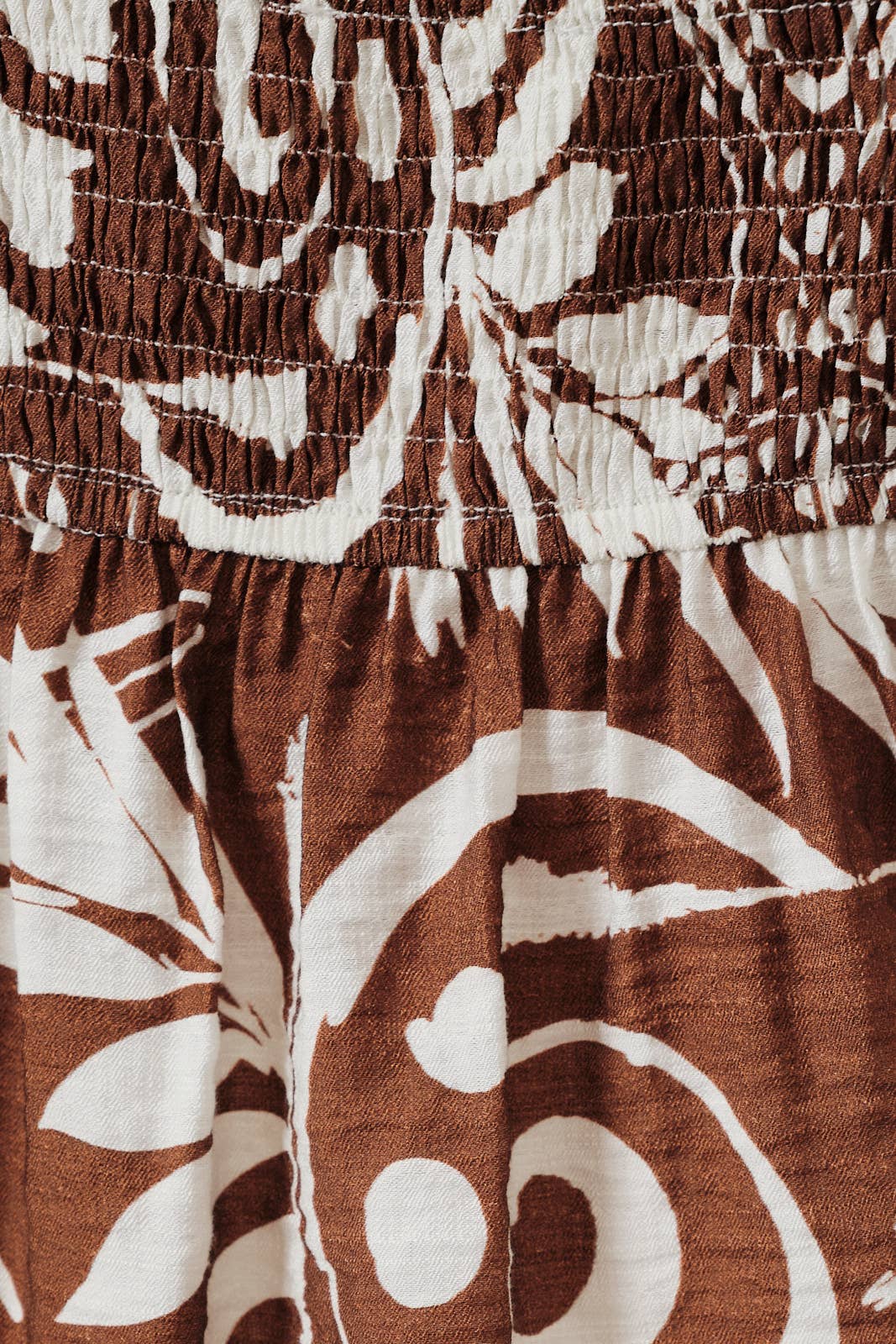 White and Brown Sleeveless Pleated Detail Top- 141226