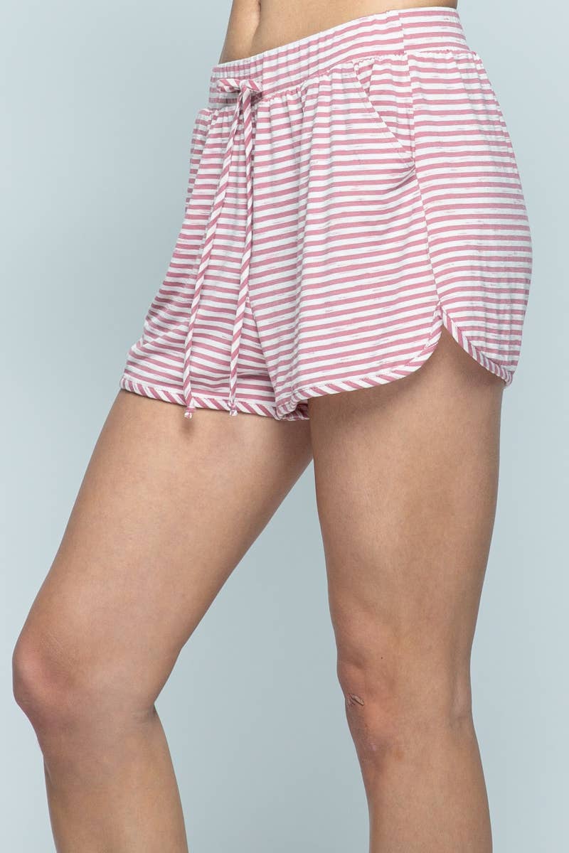 Pink and White Striped Soft Cotton Shorts- 112891