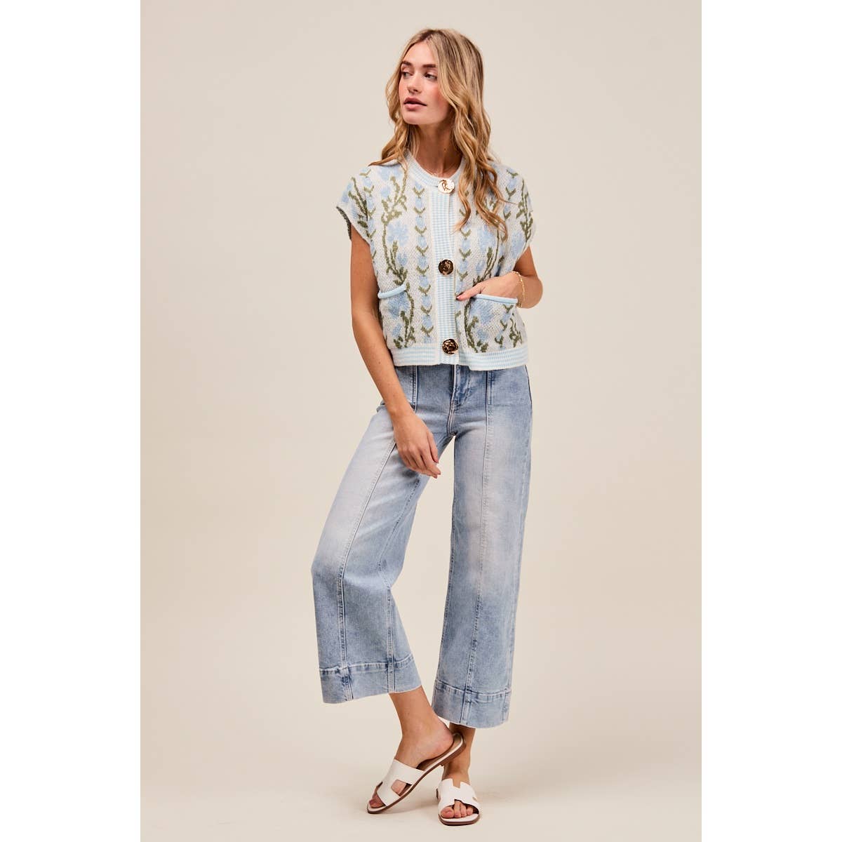 Light Denim Wide-Leg Jeans-138513