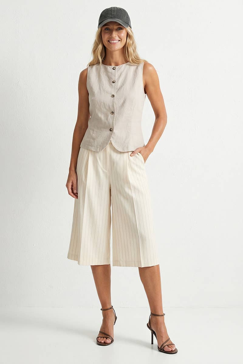 Tan Woven Vest With Back Tie - 145073