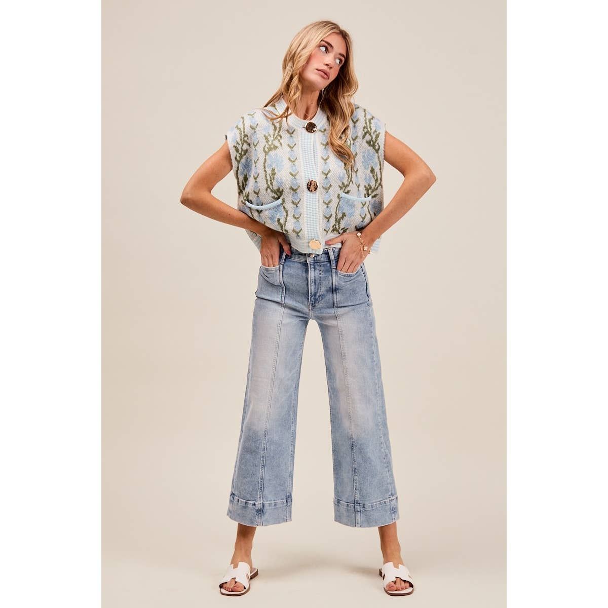 Light Denim Wide-Leg Jeans-138513