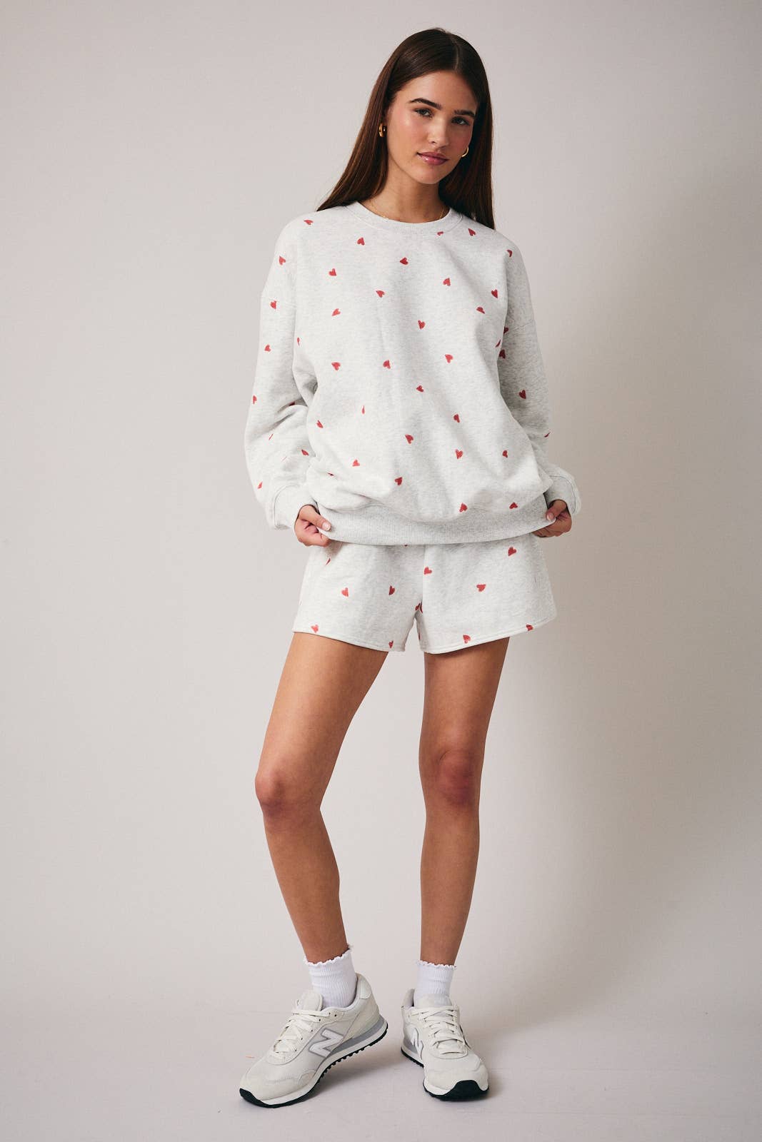 Gray w/ Red Sweet Heart  Sweat Shorts - 112053