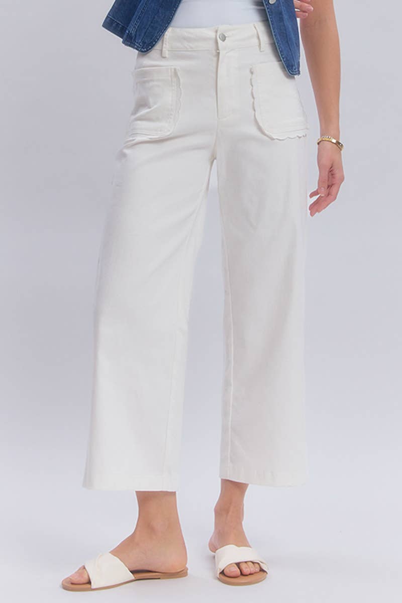Off White Stretch Wide Leg Jeans-138001