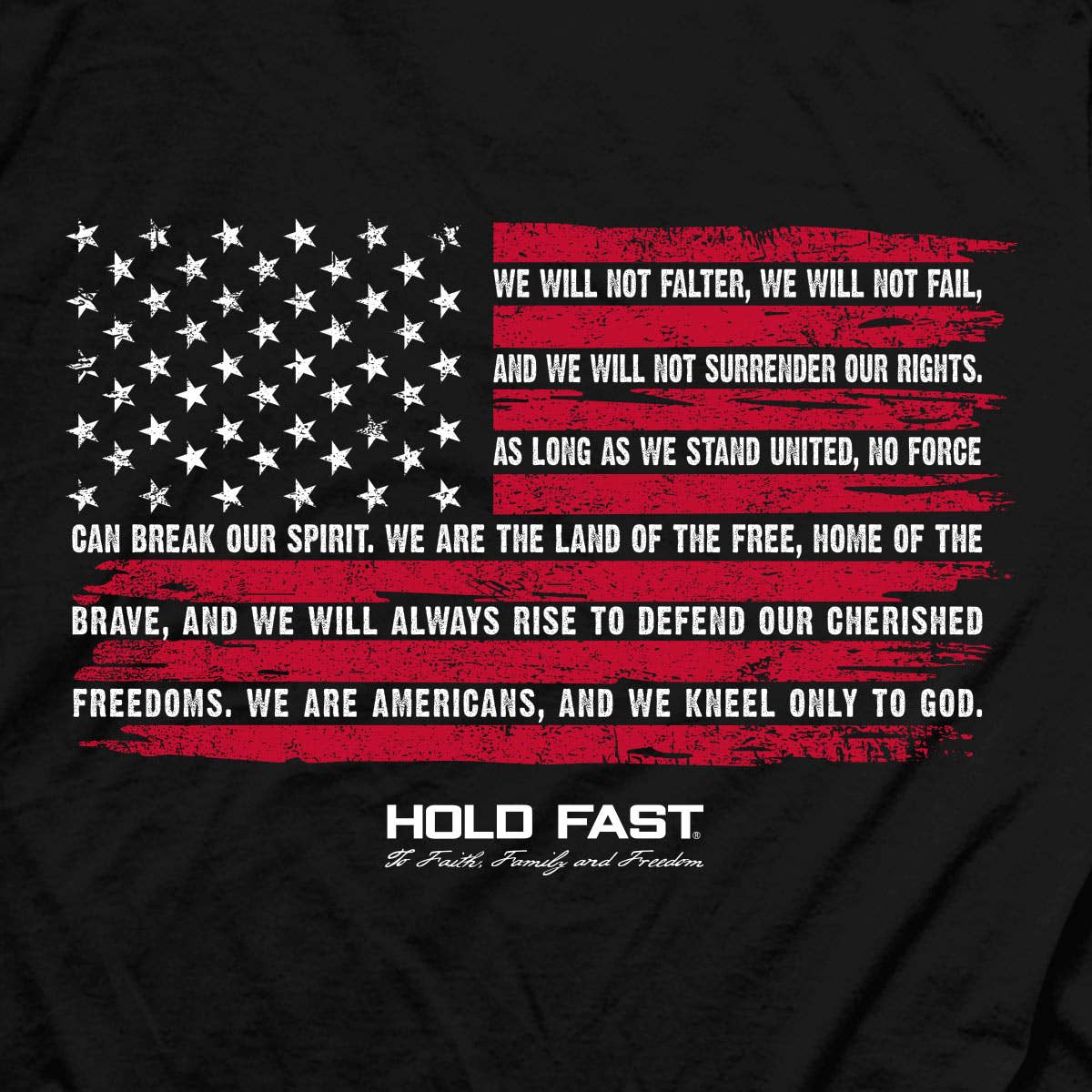 Black Hold Fast 'We Will Not Falter' Mens T-Shirt-105042